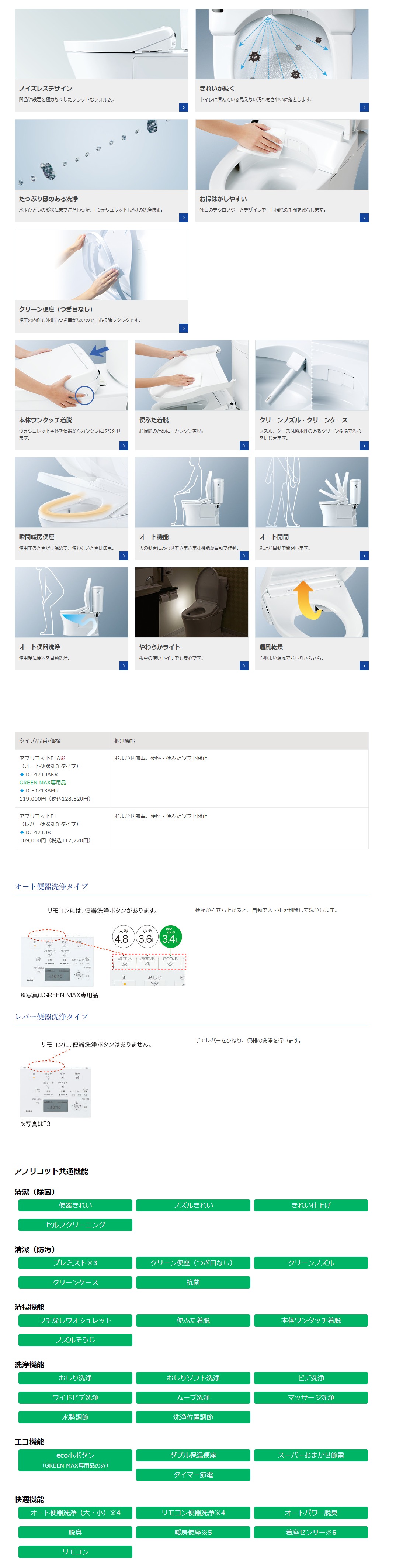 TOTO アプリコット F1 ウォシュレット TCF4713R #SC1 パステルアイボリー 温水洗浄便座 レバー便器洗浄タイプ 瞬間式 TCF4713RSC1 - 4